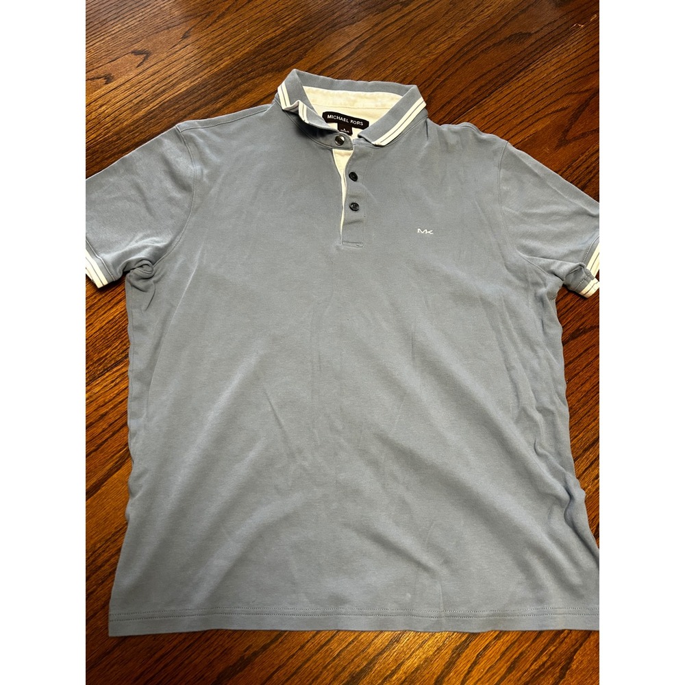 Michael Kors Mens Polo Shirt Bundle 2 Pack Blue Pink Short Sleeve Size S MK Logo - Picture 2 of 8